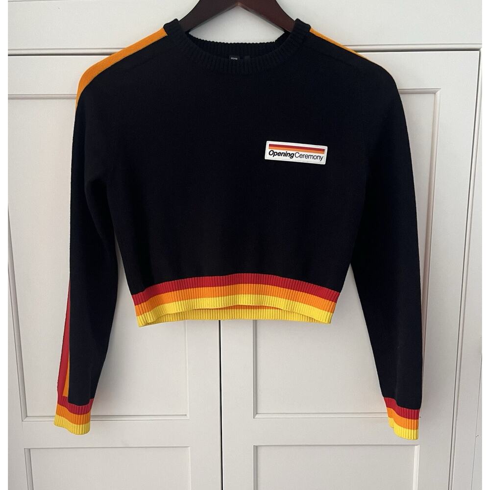 Opening Ceremony Black Cropped Stripe Sweater size XS